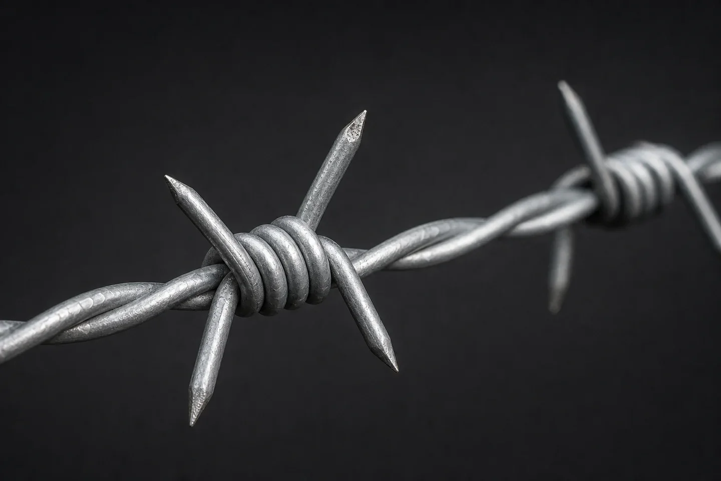 Galvanized twisted strand and barb detail