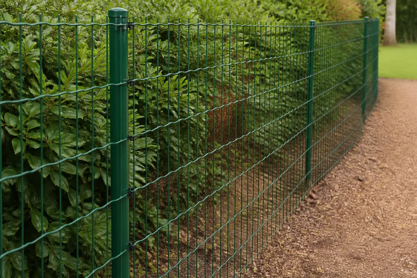 Green Holland roll mesh installed along a garden path