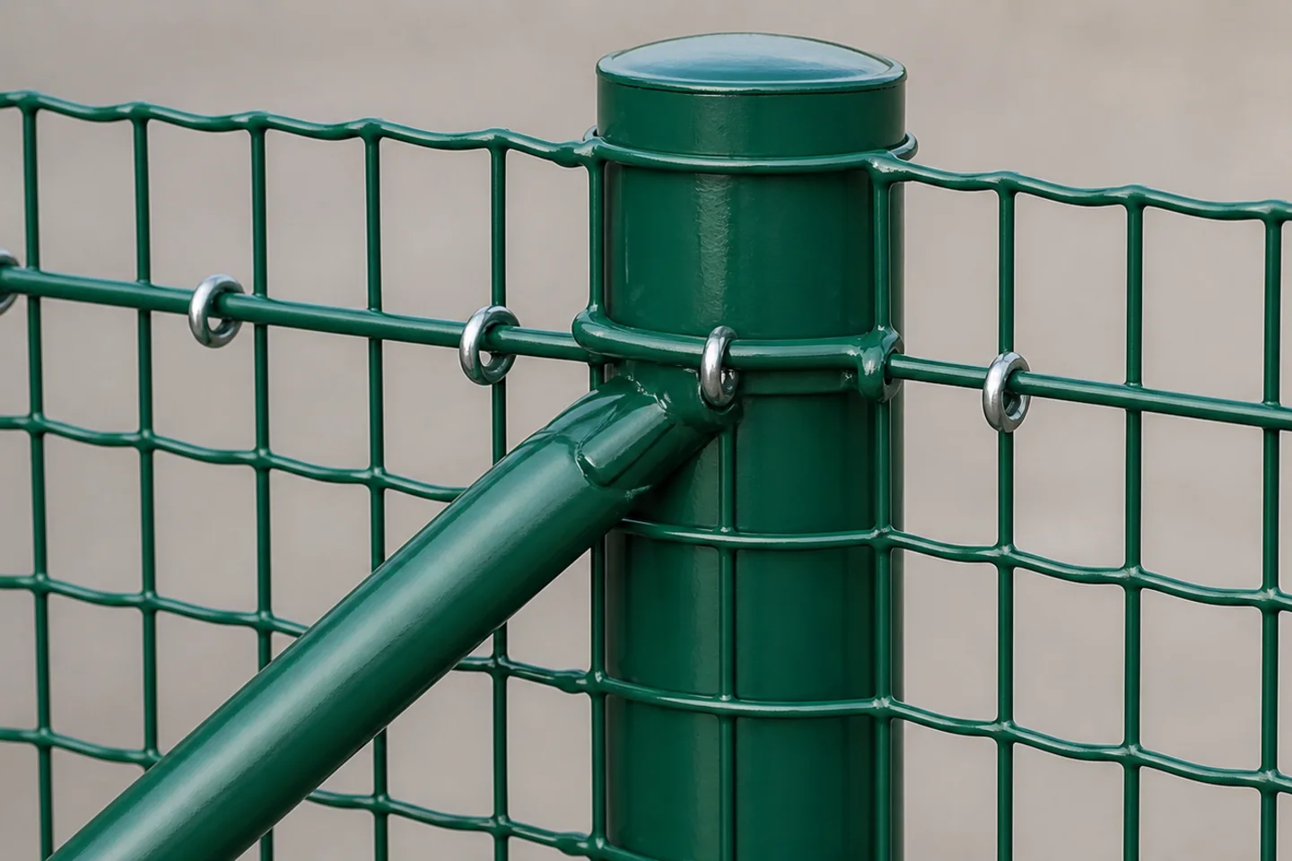 Orchard mesh at a braced corner post