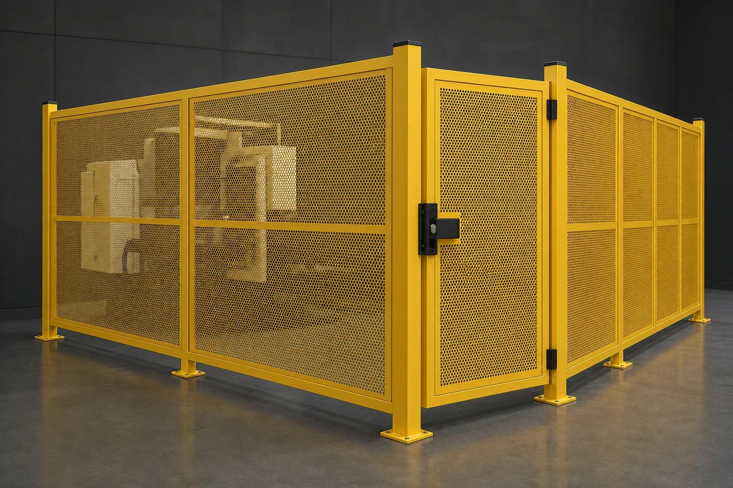 Yellow Perforated Framed Fence